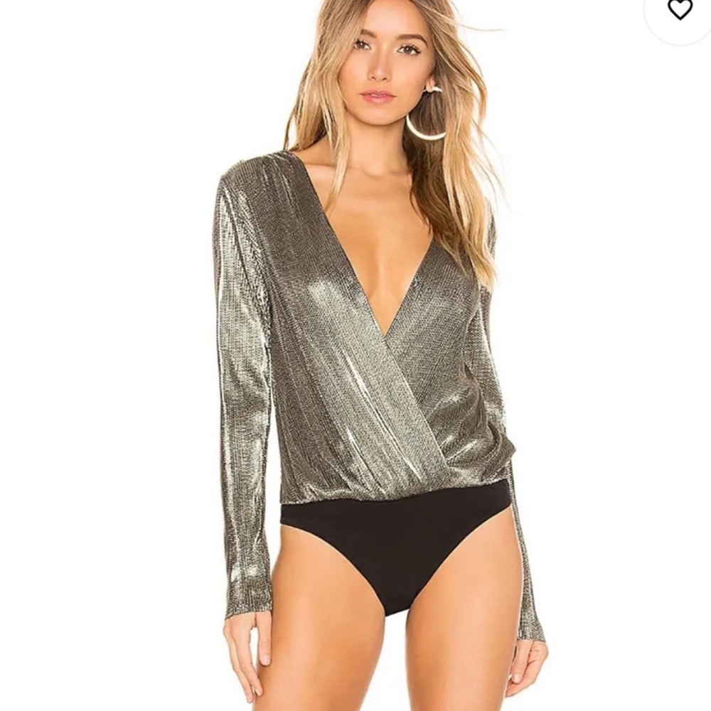 BCBGeneration Metallic Surplice Bodysuit
